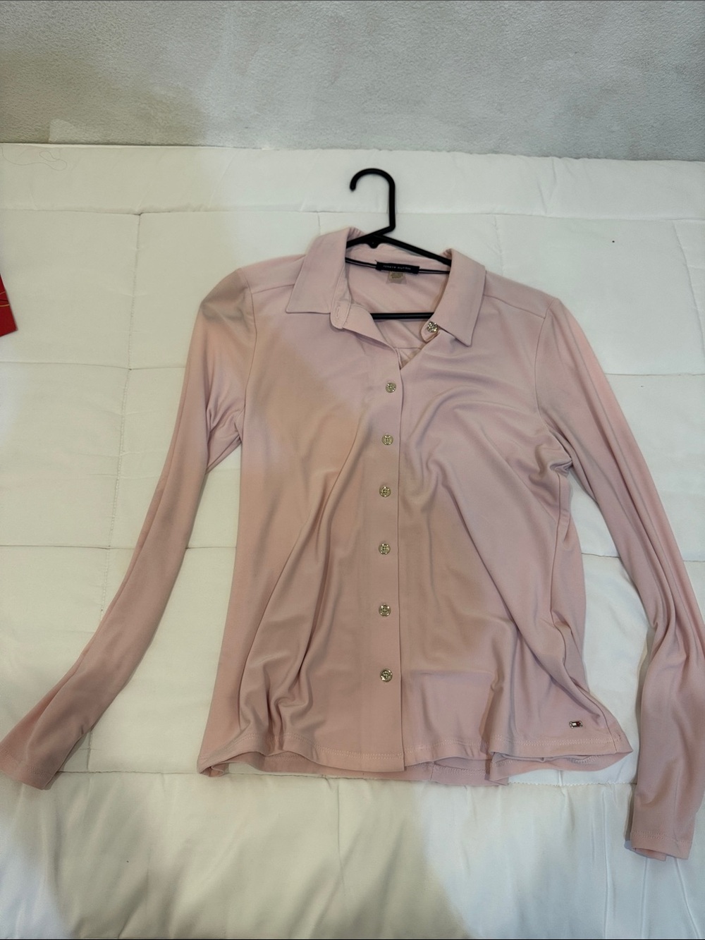 Tommy Hilfiger Light Pink Button-Front Collared Shirt